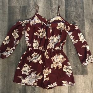 Burgundy and cream romper